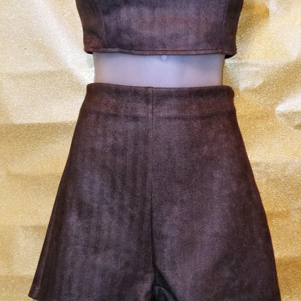 2 Piece Shorts Set Brown